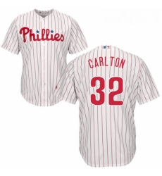 Youth Majestic Philadelphia Phillies 32 Steve Carlton Replica WhiteRed Strip Home Cool Base MLB Jersey