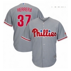 Youth Majestic Philadelphia Phillies 37 Odubel Herrera Replica Grey Road Cool Base MLB Jersey 