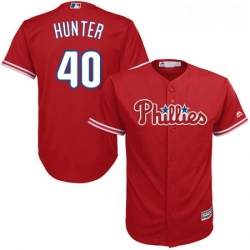 Youth Majestic Philadelphia Phillies 40 Tommy Hunter Authentic Red Alternate Cool Base MLB Jersey 