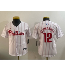 Youth Philadelphia Phillies 12 Kyle Schwarber White Limited Stitched Jersey