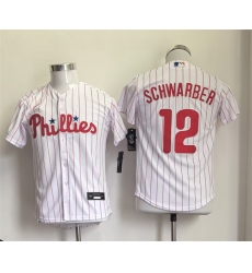 Youth Philadelphia Phillies 12 Kyle Schwarber White Stitched Jersey Youth Philadelphia Phillies 12 Kyle Schwarber White Stitched Jersey