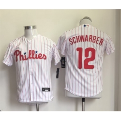 Youth Philadelphia Phillies  12 Kyle Schwarber White Stitched Jersey