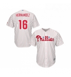 Youth Philadelphia Phillies 16 Cesar Hernandez Replica White Red Strip Home Cool Base Baseball Jersey 