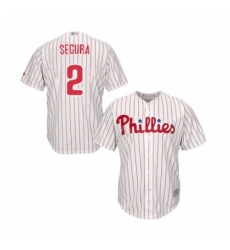 Youth Philadelphia Phillies 2 Jean Segura Replica White Red Strip Home Cool Base Baseball Jersey 