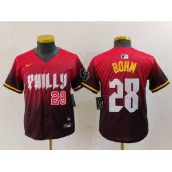 Youth Philadelphia Phillies 28 Alec Bohm Red 2024 City Connect Limited Stitched Baseball Jersey 5