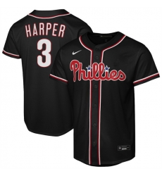 Youth Philadelphia Phillies  3 Bryce Harper Fashion Black Out Stitched Baseball Jersey