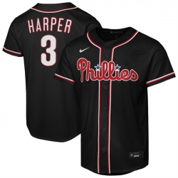 Youth Philadelphia Phillies  3 Bryce Harper Fashion Black Out Stitched Baseball Jersey