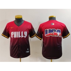 Youth Philadelphia Phillies Team Big Logo Red 2024 City Connect Limited Stitched Baseball Jersey