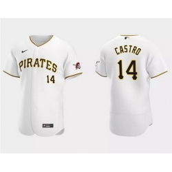 Men Pittsburgh Pirates 14 Rodolfo Castro White Flex Base Stitched Baseball Jersey