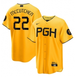 Men Pittsburgh Pirates #22 Andrew McCutchen Gold 2023 City Connect Flex Base Stitched Jersey