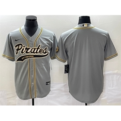 Men Pittsburgh Pirates Blank Gray Cool Base Stitched Baseball Jersey