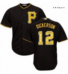 Mens Majestic Pittsburgh Pirates 12 Corey Dickerson Authentic Black Team Logo Fashion Cool Base MLB Jersey 