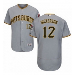 Mens Majestic Pittsburgh Pirates 12 Corey Dickerson Grey Road Flex Base Authentic Collection MLB Jersey