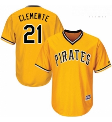 Mens Majestic Pittsburgh Pirates 21 Roberto Clemente Replica Gold Alternate Cool Base MLB Jersey