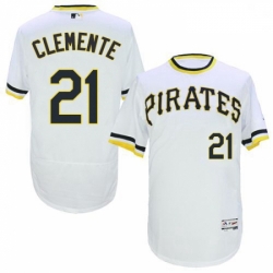 Mens Majestic Pittsburgh Pirates 21 Roberto Clemente White FlexBase Authentic Collection MLB Jersey