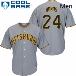 Mens Majestic Pittsburgh Pirates 24 Barry Bonds Replica Grey Road Cool Base MLB Jersey