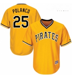 Mens Majestic Pittsburgh Pirates 25 Gregory Polanco Replica Gold Alternate Cool Base MLB Jersey