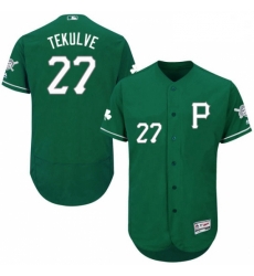 Mens Majestic Pittsburgh Pirates 27 Kent Tekulve Green Celtic Flexbase Authentic Collection MLB Jersey