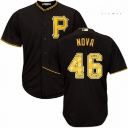 Mens Majestic Pittsburgh Pirates 46 Ivan Nova Authentic Black Team Logo Fashion Cool Base MLB Jersey 