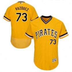 Mens Majestic Pittsburgh Pirates 73 Felipe Vazquez Gold Alternate Flex Base Authentic Collection MLB Jersey