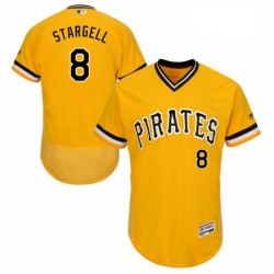 Mens Majestic Pittsburgh Pirates 8 Willie Stargell Gold Alternate Flex Base Authentic Collection MLB Jersey