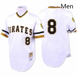 Mens Mitchell and Ness 1971 Pittsburgh Pirates 8 Willie Stargell Replica White Throwback MLB Jersey