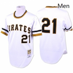 Mens Mitchell and Ness Pittsburgh Pirates 21 Roberto Clemente Authentic White Throwback MLB Jersey