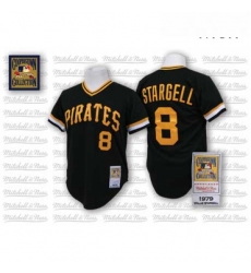 Mens Mitchell and Ness Pittsburgh Pirates 8 Willie Stargell Replica Black Throwback MLB Jersey