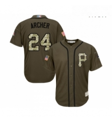 Mens Pittsburgh Pirates 24 Chris Archer Authentic Green Salute to Service Baseball Jersey 