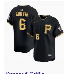 Nike Men's Pittsburgh Pirates Black Konnor Griffin #6 Stitched Cool Base Stitched Jersey