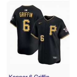 Nike Men's Pittsburgh Pirates Black Konnor Griffin #6 Stitched Cool Base Stitched Jersey