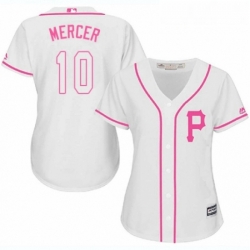 Womens Majestic Pittsburgh Pirates 10 Jordy Mercer Authentic White Fashion Cool Base MLB Jersey 