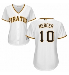 Womens Majestic Pittsburgh Pirates 10 Jordy Mercer Authentic White Home Cool Base MLB Jersey 