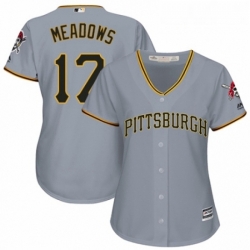 Womens Majestic Pittsburgh Pirates 17 Austin Meadows Replica Grey Road Cool Base MLB Jersey 