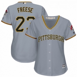 Womens Majestic Pittsburgh Pirates 23 David Freese Replica Grey Road Cool Base MLB Jersey 