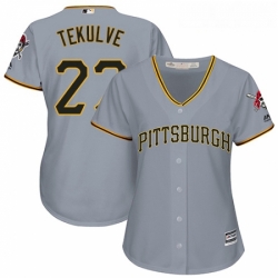 Womens Majestic Pittsburgh Pirates 27 Kent Tekulve Authentic Grey Road Cool Base MLB Jersey