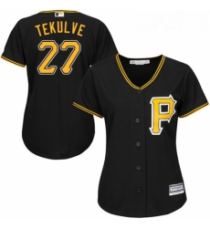 Womens Majestic Pittsburgh Pirates 27 Kent Tekulve Replica Black Alternate Cool Base MLB Jersey