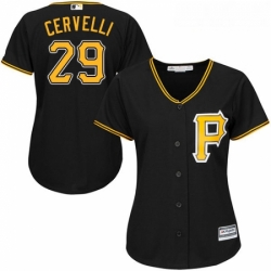 Womens Majestic Pittsburgh Pirates 29 Francisco Cervelli Replica Black Alternate Cool Base MLB Jersey