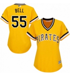 Womens Majestic Pittsburgh Pirates 55 Josh Bell Authentic Gold Alternate Cool Base MLB Jersey 