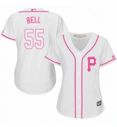 Womens Majestic Pittsburgh Pirates 55 Josh Bell Authentic White Fashion Cool Base MLB Jersey 