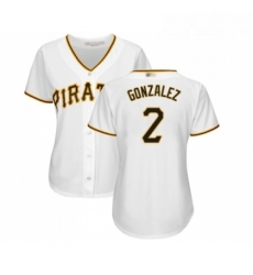 Womens Pittsburgh Pirates 2 Erik Gonzalez Replica White Home Cool Base Baseball Jersey 