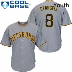 Youth Majestic Pittsburgh Pirates 8 Willie Stargell Replica Grey Road Cool Base MLB Jersey