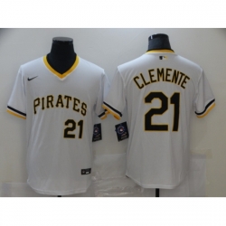 Youth Pittsburgh Pirates Roberto Clemente 21 White Mesh Batting Practice Throwback Pullover Nike Jersey
