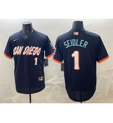 Men San Diego Padres  1 Peter Seidler Obsidian 2026 City Connect Stadium Stitched Baseball Jersey