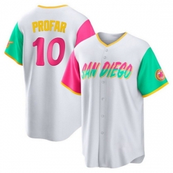 Men San Diego Padres 10 Jurickson Profar 2022 White City Connect Cool Base Stitched Jersey