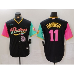 Men San Diego Padres 11 Yu Darvish Black City Connect Cool Base Stitched Baseball Jersey 2