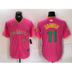 Men San Diego Padres 11 Yu Darvish Pink Cool Base Stitched Baseball Jersey 2