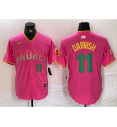 Men San Diego Padres 11 Yu Darvish Pink Cool Base Stitched Baseball Jersey 3