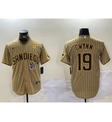 Men San Diego Padres  19 Tony Gwynn Tan Cool Base Stitched Baseball Jersey 6