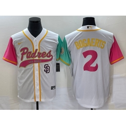 Men San Diego Padres 2 Xander Bogaerts White City Connect Cool Base With Patch Stitched Baseball Jersey